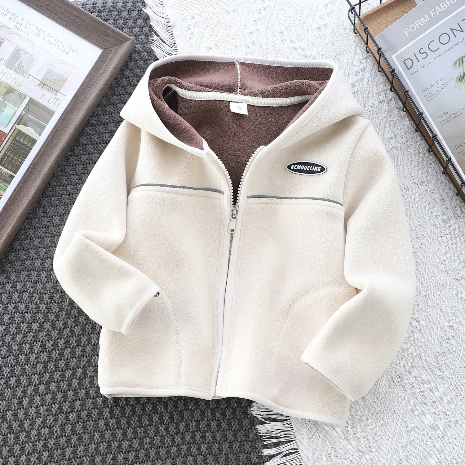Children's Polar Fleece Hooded Coat Autumn Spring Sport Casual Kids Zipper Sweatshirts For Boys 2-12 Year Clothes