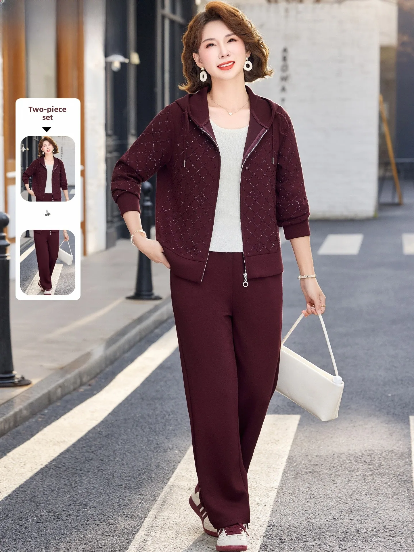 

Весенний спортивный костюм для женщин среднего возраста: повседневный комплект из двух предметов больших размеров в корейском стиле, подходит для фигуры типа «груша»