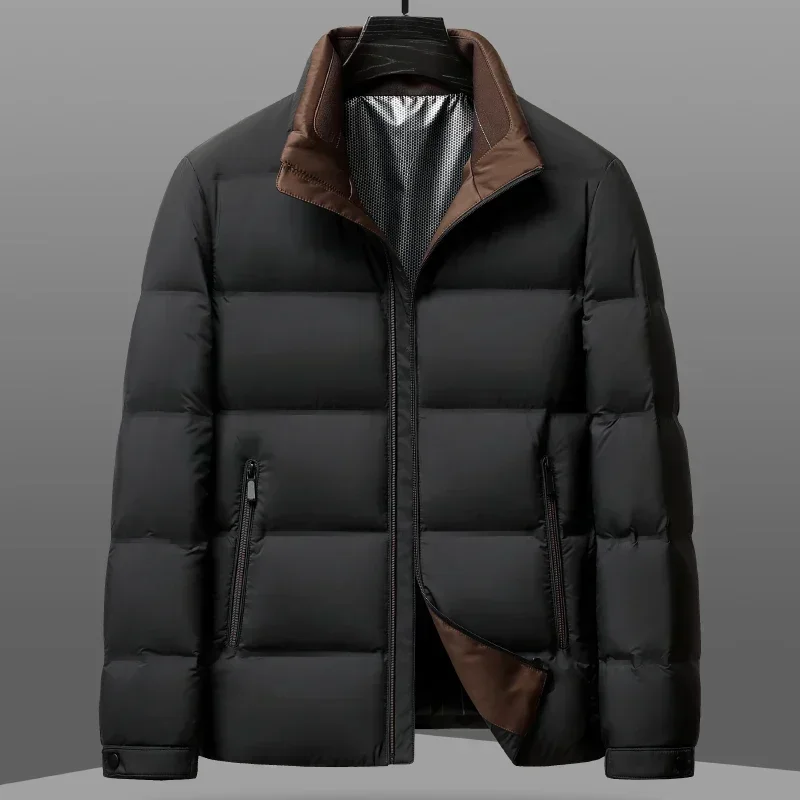 Eendendons Winter Donsjack Heren Opstaande Kraag Licht Luxe Zakelijke Winterkleding Herenjas Licht Warm Herenjack