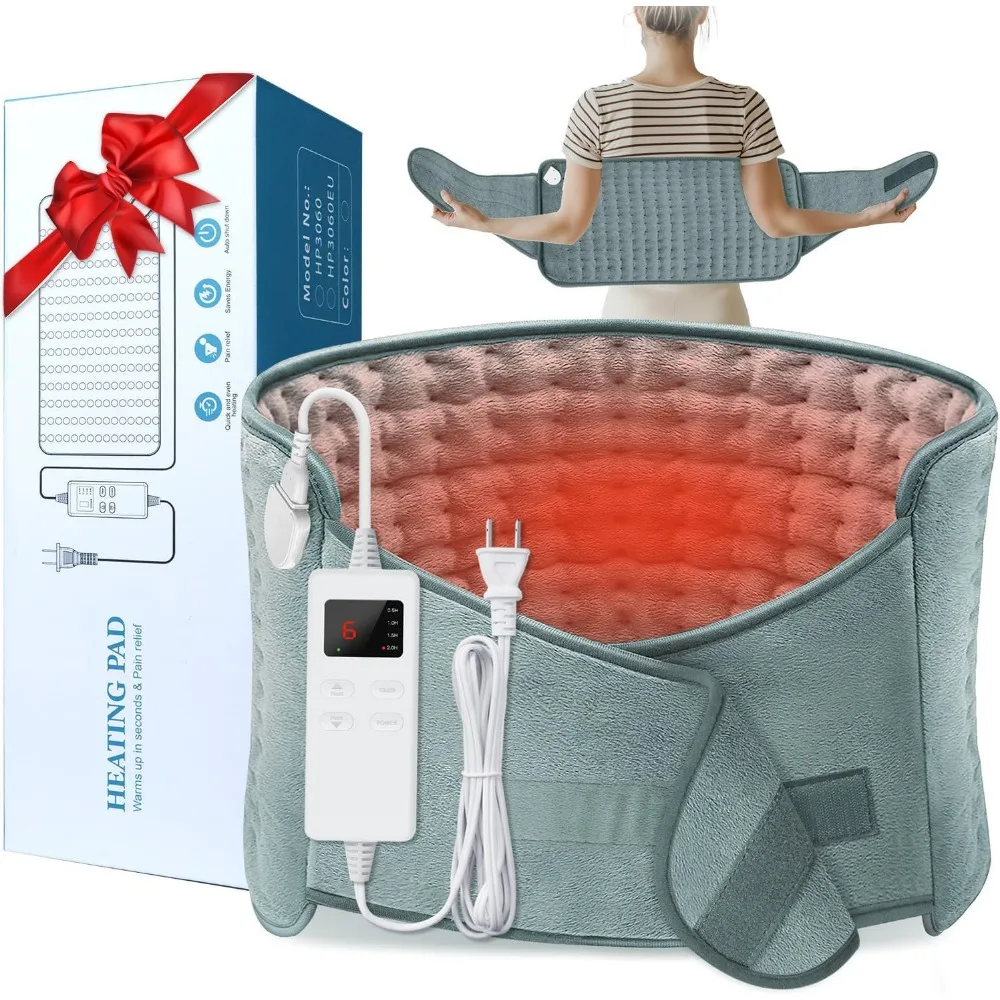 

Electric Heating Pad with Belt for Back Pain, Period Cramps, Neck and Shoulders Relief, 4 Timer 6 Heat Settings Auto Shut Off