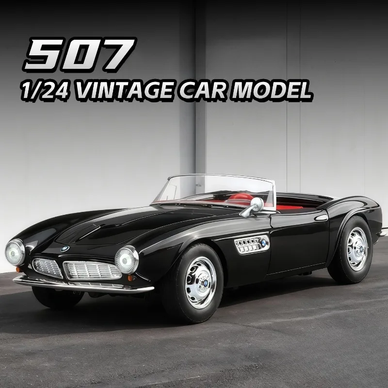 

Модель автомобиля BMW 507 в масштабе 1:24, ретро, из сплава, с функцией отката, звуком и светом, коллекционная игрушка, украшение, подарок для мальчика, декор для дома