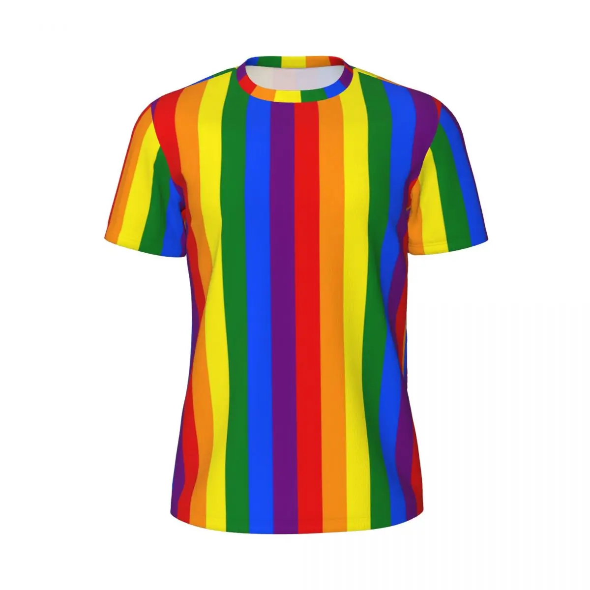 Sports T Shirt For Men Rainbow Print T-Shirts Trending Colorful Stripes Beach Tees O Neck Y2K Retro Graphic Clothes Plus Size