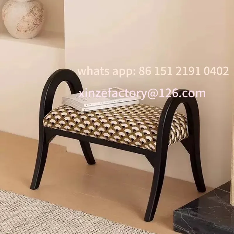 

Customizable mink fleece shoe changing stool solid wood household Internet celebrity low stool small stool