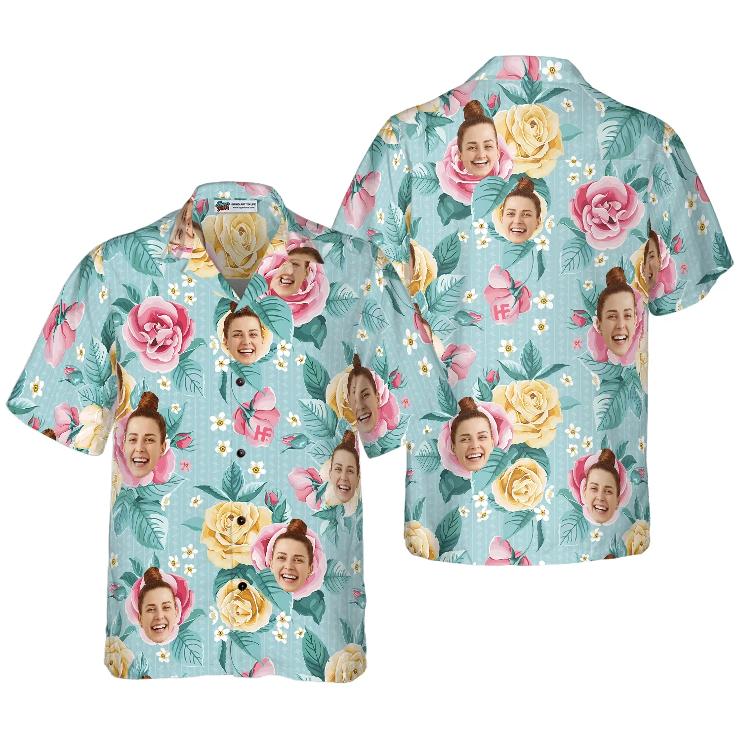 Custom Hawaiian Flower Shirts With Face Women Fuuny Personalized Hawaii Tropical Beach Blouses New Fashion Female Clothes Camisa