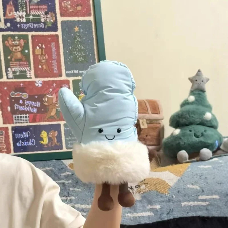 Pupazzo a Mano di Alta Qualità, Guanti Senza Dita Divertenti, Ornamento da Scrivania, Regalo Invernale Caldo, Collezione con Borsa