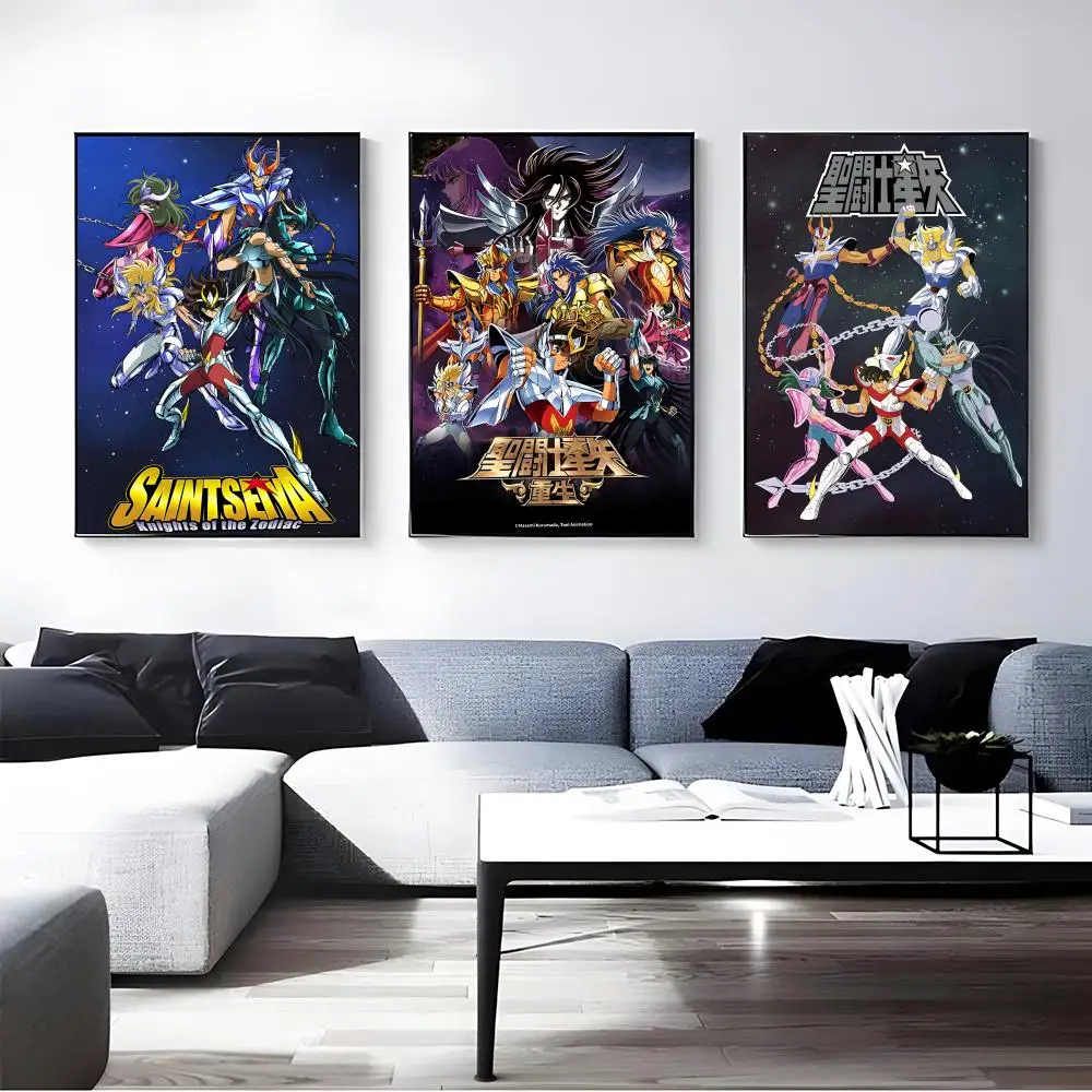 Anime Saint Seiya Poster Self-adhesive Art Waterproof Paper Sticker Coffee House Bar Room Wall Decor