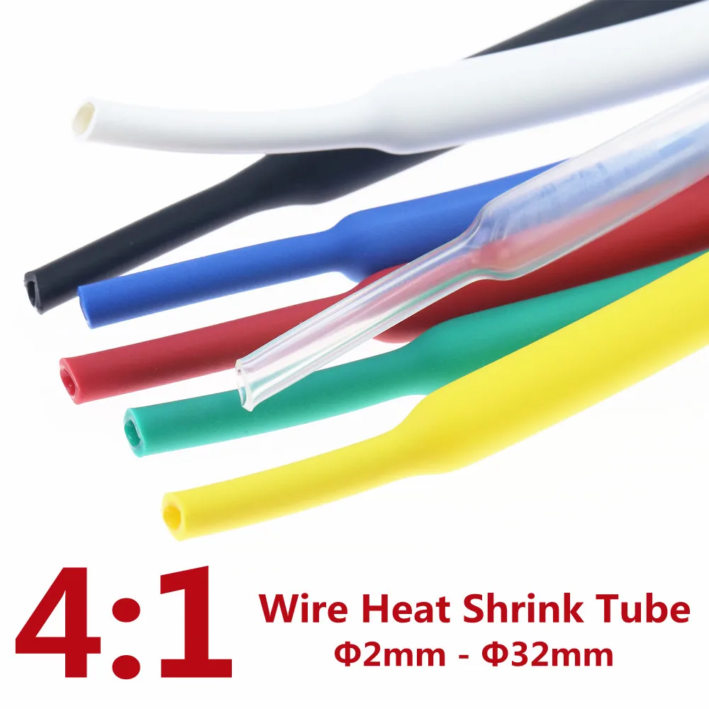 5Meter 4:1 Heat Shrink Tube With Glue Thermoretractile Heat Shrinkable Tubing Dual Wall Heat Shrink Tubing 6 8 12 16 24 32mm