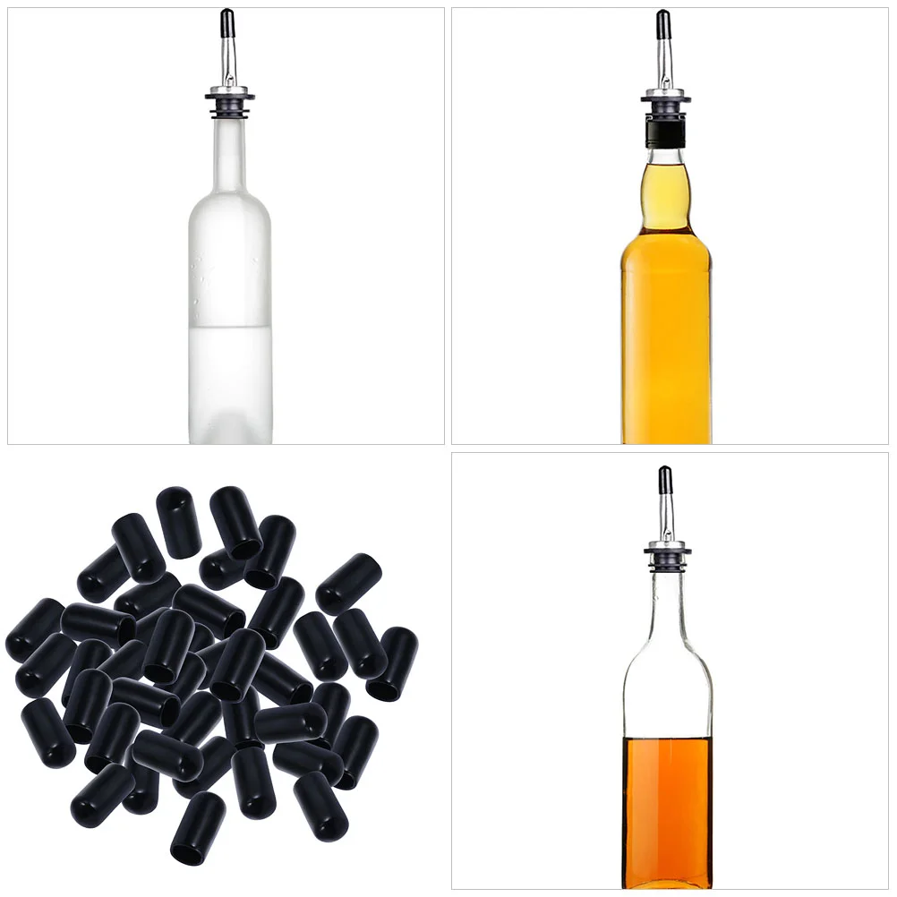 50 Pcs Pourer Dust Cap Anti-dust Bottle Cover Oil Black Caps Dispenser Spouts