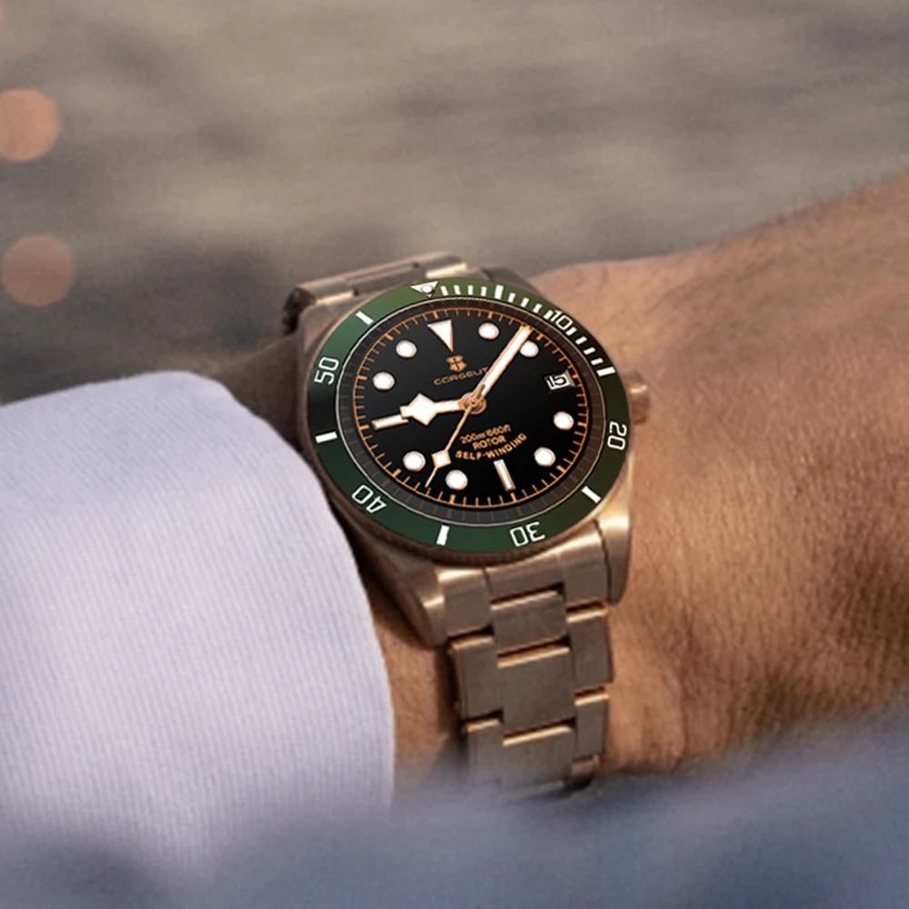 Мужские водонепроницаемые часы с сапфировым стеклом, с датой