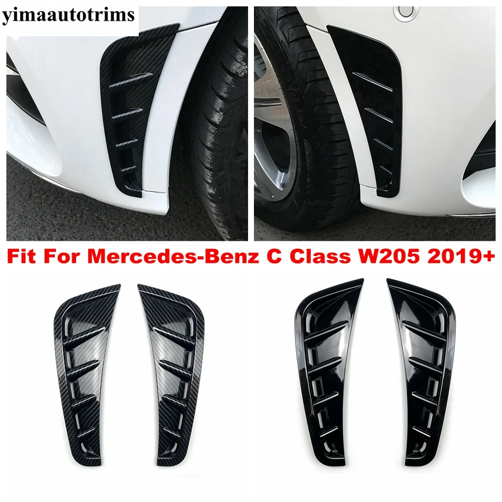 

Front Bumper Spoiler Air Vent Cover Trim Carbon Fiber / Black Plastic Accessories For Mercedes-Benz C Class W205 2019 2020 2021