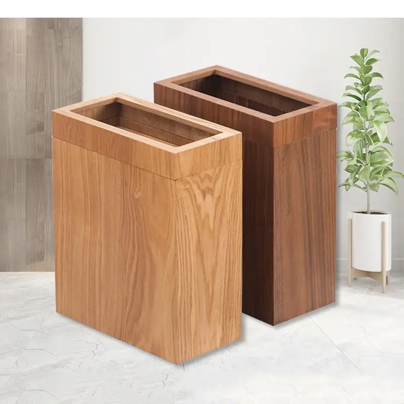 

Creative Wooden Trash Can Rectangular Simple Garbage Can Home Wastebasket Bathroom Bin Kitchen Waste Storage Bins Cleaning Tools