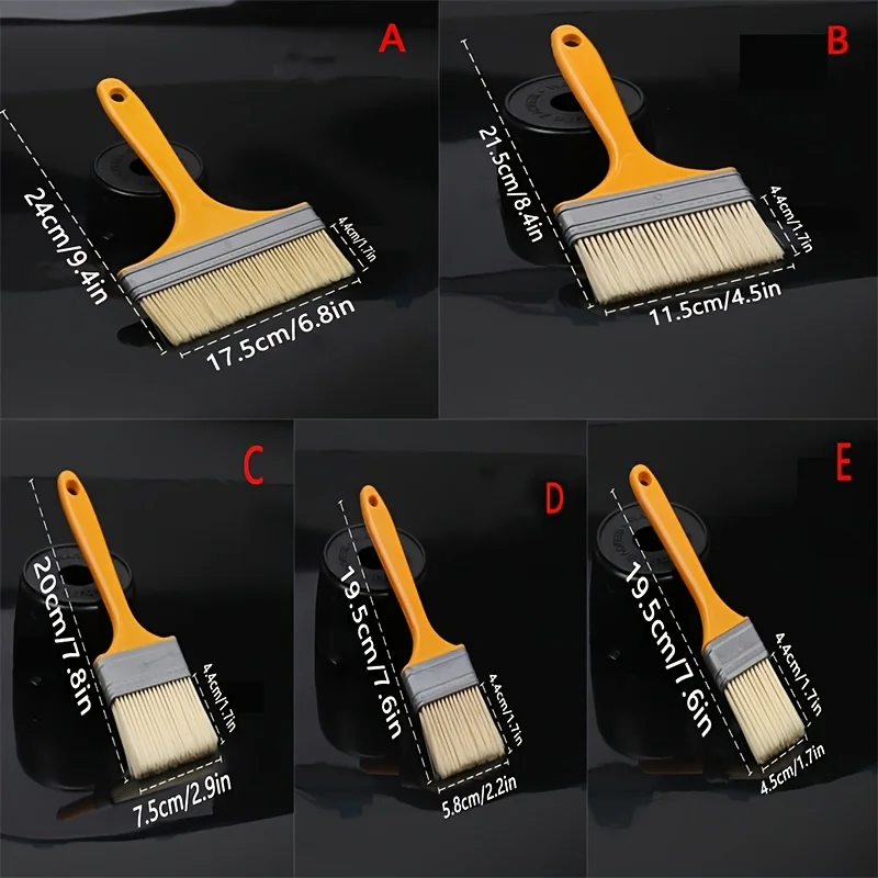 مجموعة فرش طلاء بمقبض بلاستيكي مكونة من 5 قطع - فرش بأحجام مختلفة، مناسبة للرسم والتنظيف وتطبيق الجدار. #3