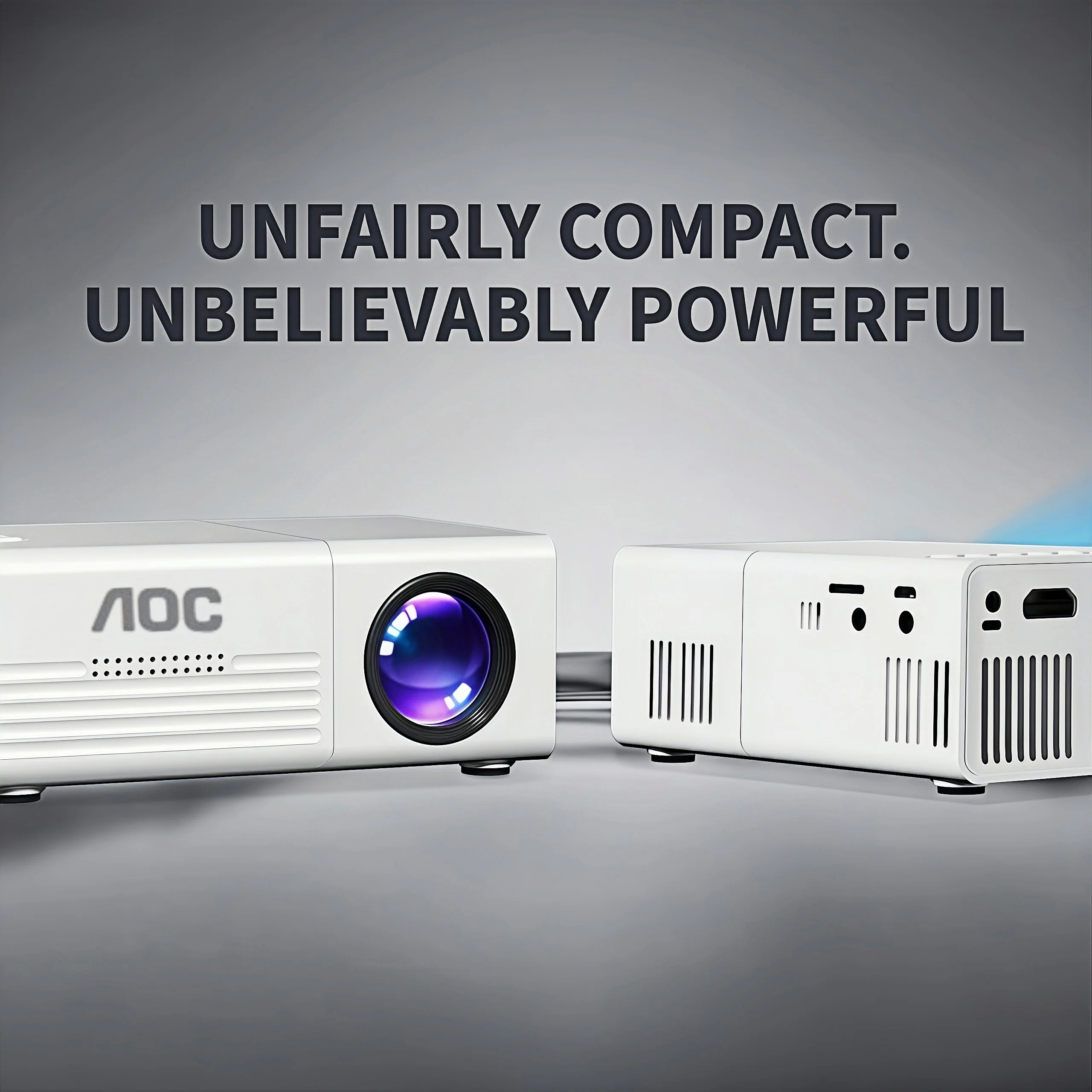 AOC Q1 Portable Mini Projector, USB Wired Connection, AI Noise Reduction, 100-Inch Screen, Manual Focus, Keystone Correction, Low Latency, HD Home Theater, Gaming, Outdoor Movie Projector for the Bedroom, Travel, and Camping view 3