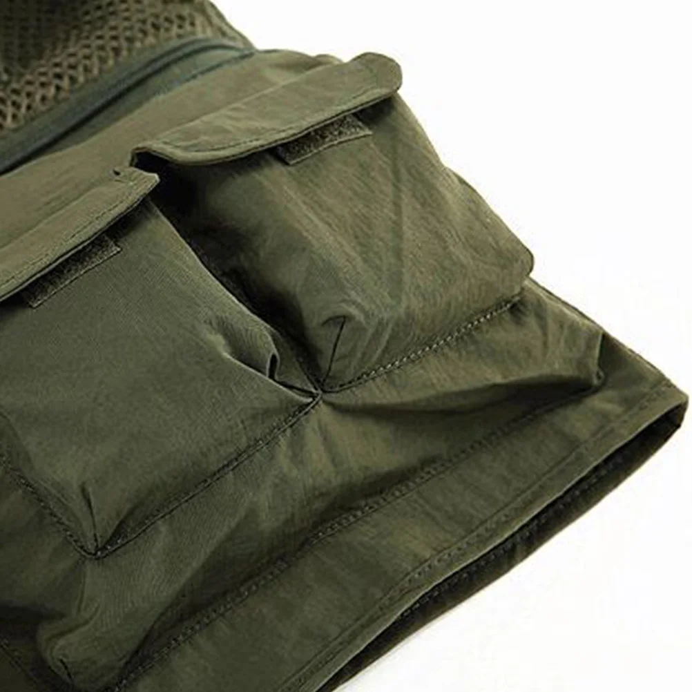 

Men 4Xl Green Multi Pockets Vest Breathable Mesh Outdoor Fishing Hunting Camping Hiking Vest For Men Warm Clothing