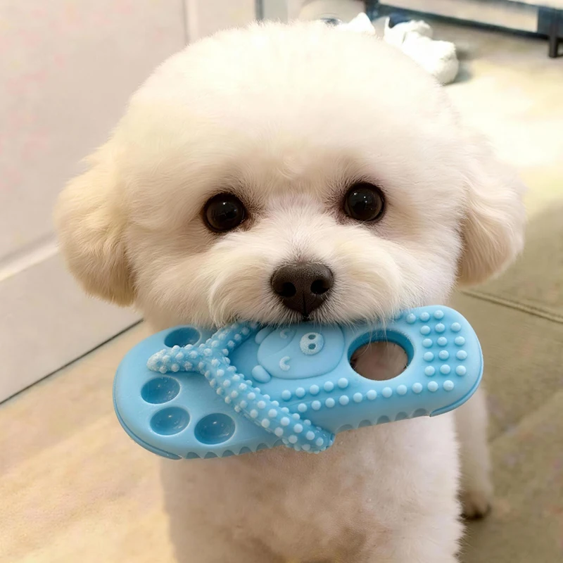 Dog Bite Slippers Toys Pets Biting Cats Dogs Protruding Points Grinding Cleaning Teeth TPR Voice Toys Food Clip Pet Toy Supplies