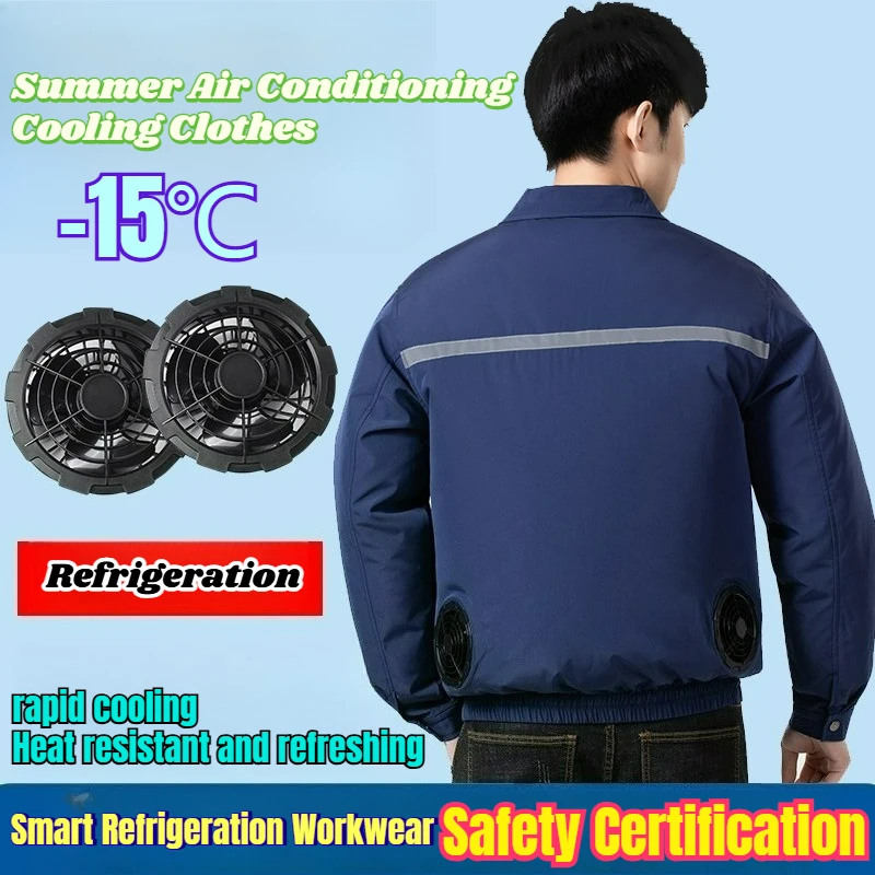 

Men Fan Jacket Set Summer Electric Air Conditioning Cooling Clothes Outdoor Fishing Refrigeration Worker Heatstroke Proof Coat