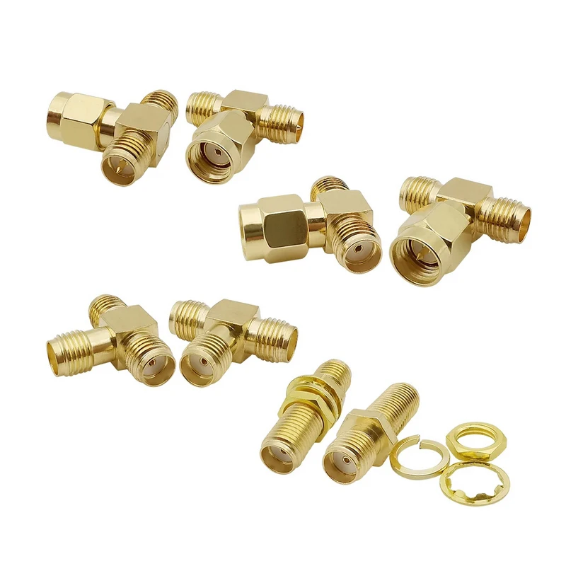 18Pcs/Kit SMA Connector Male Female Plug Jack RP SMA RPSMA RF Coax Adapter Straight Right Angle 3 Way Converter for WIFI Antenna