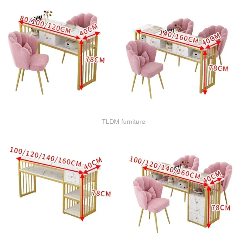 Nordic Single Double Nail Tables Salon Professional Manicure Table and Chair Modern Salon Furniture for Beauty Salon Nail Table