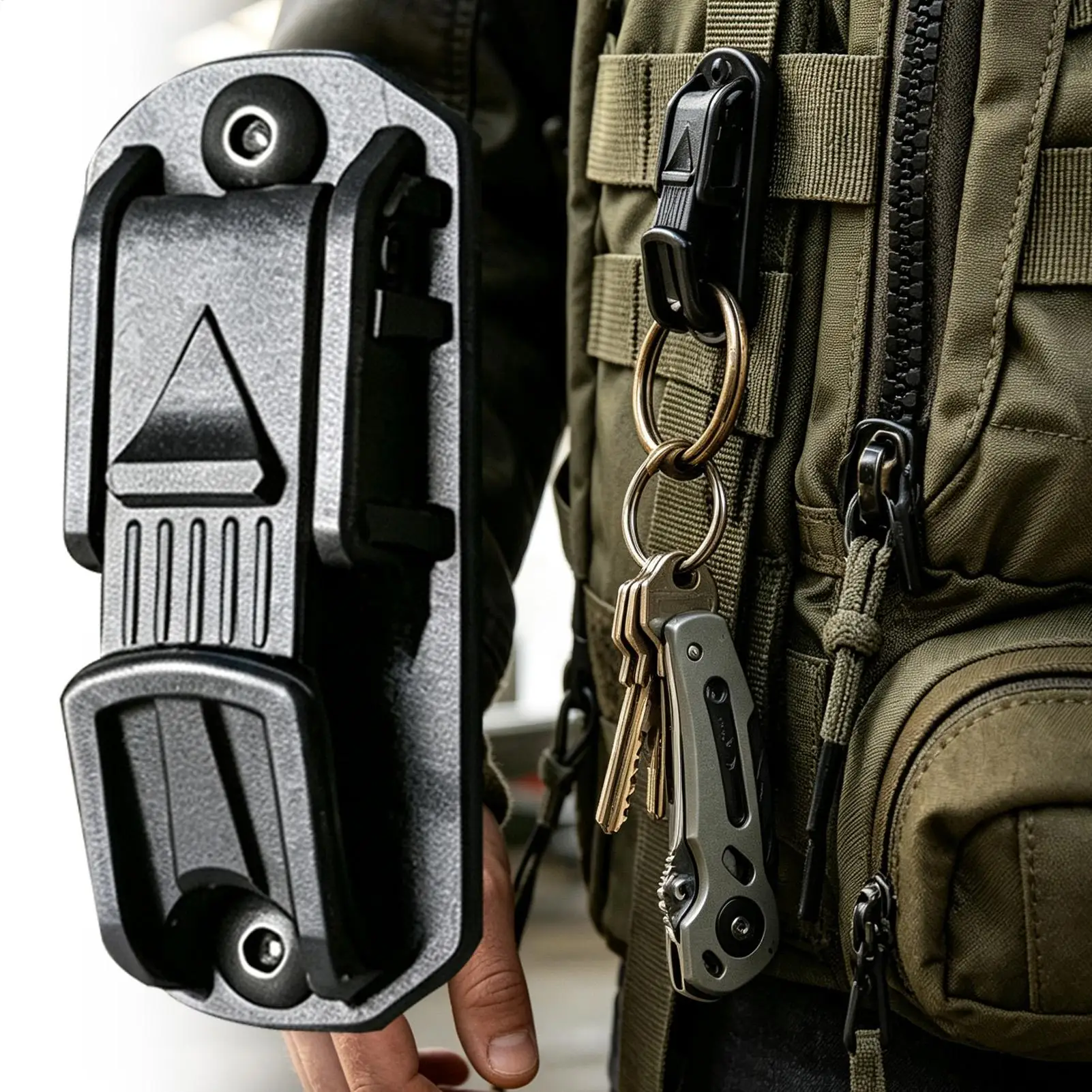 Gürtelschlüsselclip, multifunktionaler Rucksackhaken, Schnallenhalter, Schlüsselclip für Gürtel, für Rettung, Überleben, Outdoor, Camping, Wandern – Detail 3