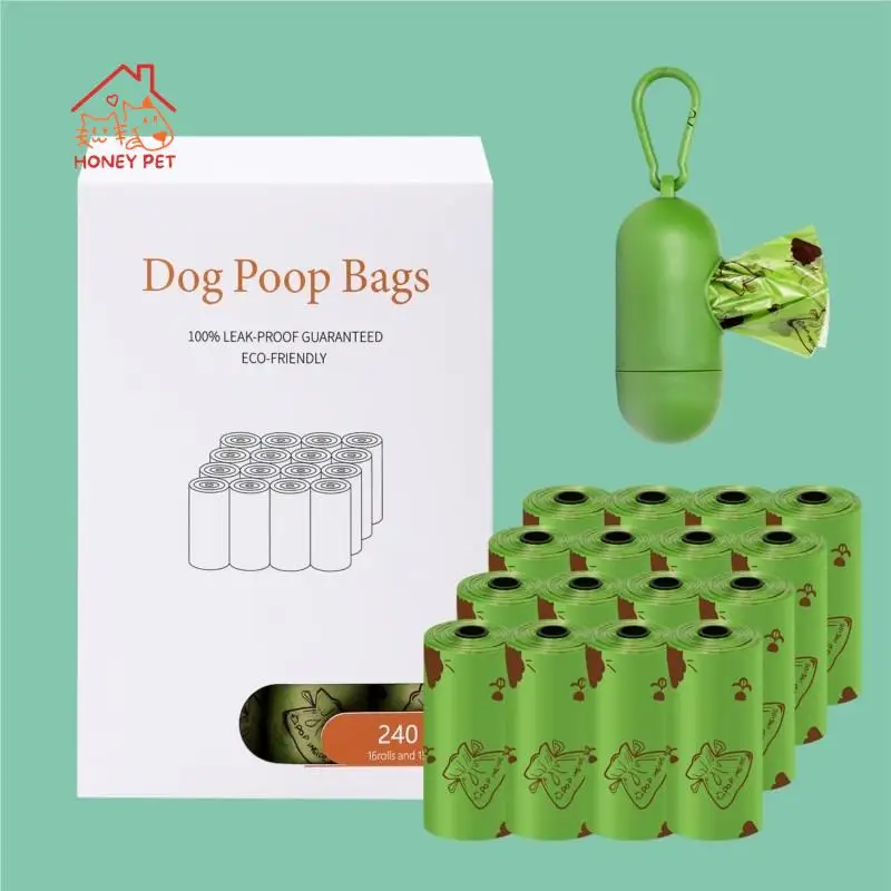 

HONEY-Pet Garbage Bag Dispenser Set 1.2 Thread Biodegradable 16 Rolls 240 Dog Stool Picking Bags 2023 Drop-shipping