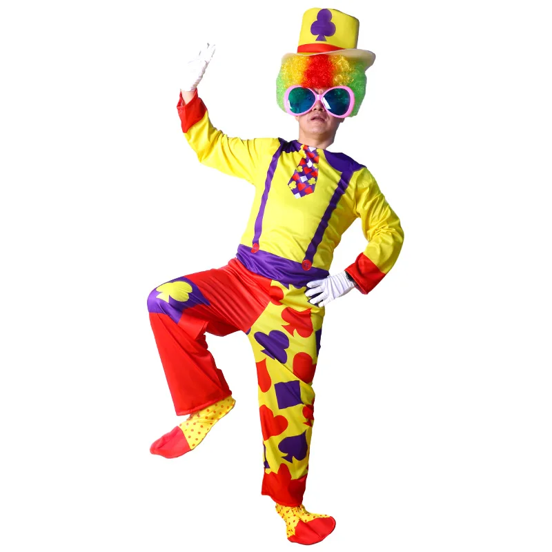 Halloween Adult Funny Circus Clown Jumpsuit Carnival Party Cosplay Men Costume Dress Up