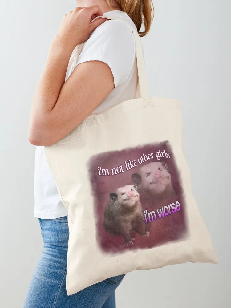 

I'm not like other girls, I'm worse possum word art Tote Bag Cloth bag handbag tote bags men Canvas shoulder bag