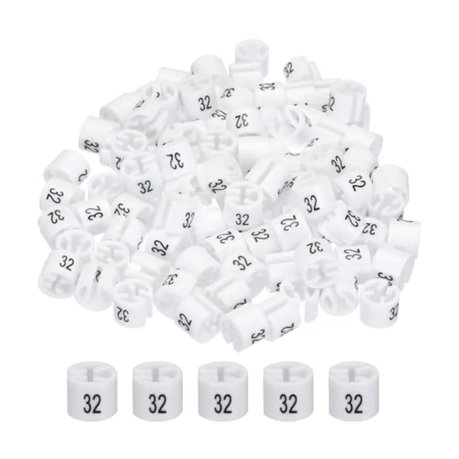 

Clothes Hanger Marker Colored Hanger Sizer Garment Markers Tag Number 32, White for Garment Clothing Color Coding, Pack of Pcs