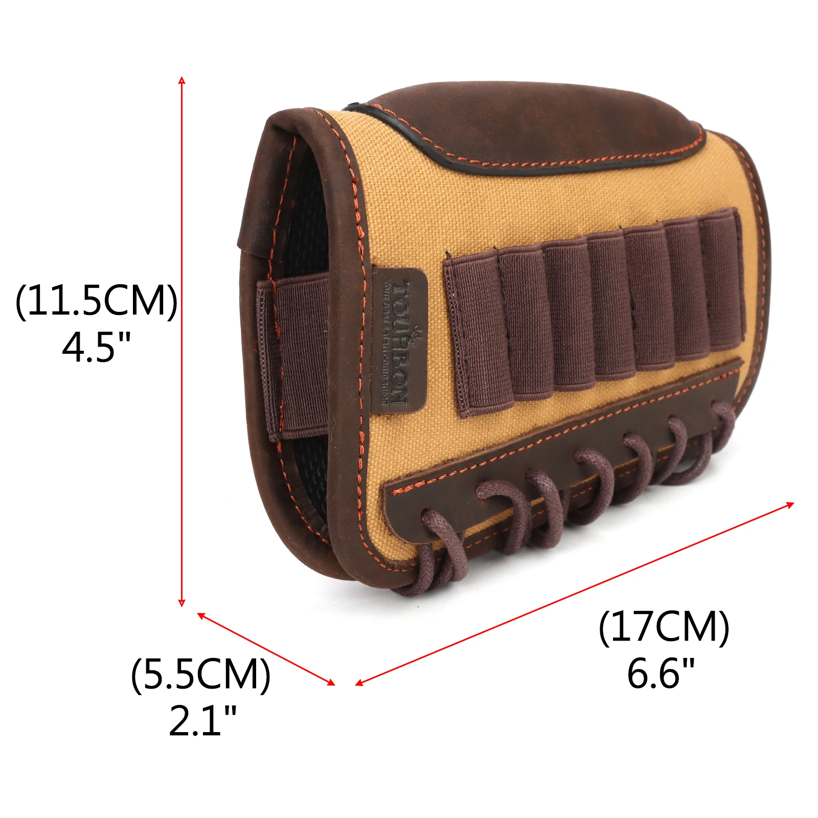 Tourbon Canvas&Leather Rifle Cheek Rest  Adjustable Gun Buttstock Cover with Ammo Cartridges Bullet Holder for Shooting Hunting view 3