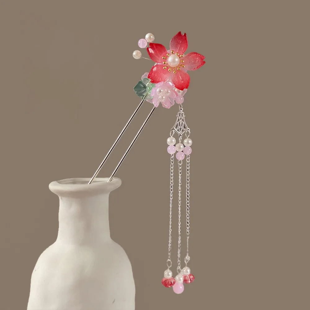 

Hair Ornaments Chinese Style Flower Hair Stick Handmade Vintage Hanfu Hair Bun Hair Clips Alloy Butterfly Hairpin Photograph