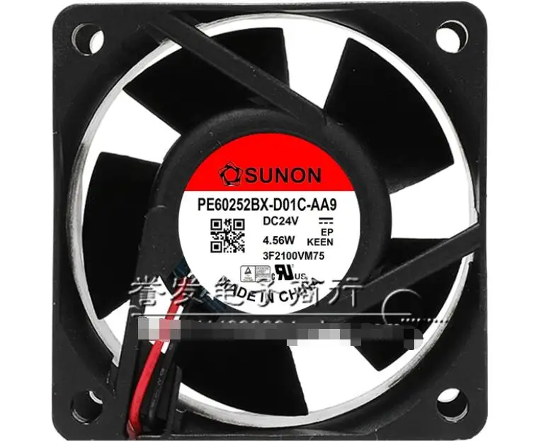 SUNON PE60252BX-D01C-AA9 DC 24V 4.56W 60x60x25mm 2-Wire Server Cooling Fan