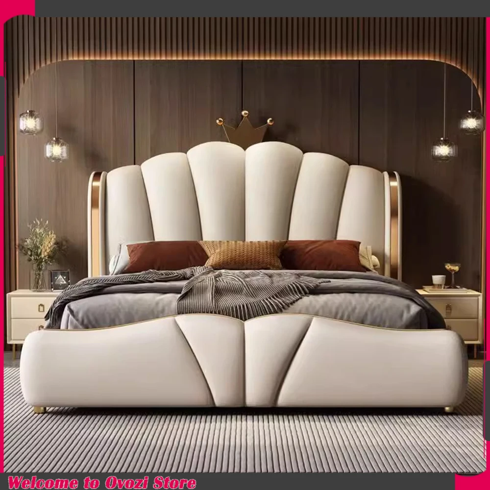 

Unique Lounge Bed Minimalist Luxury Storage Modern Bed Nightstands Double Muebles Para El Hogar Bedroom Furniture Accessories