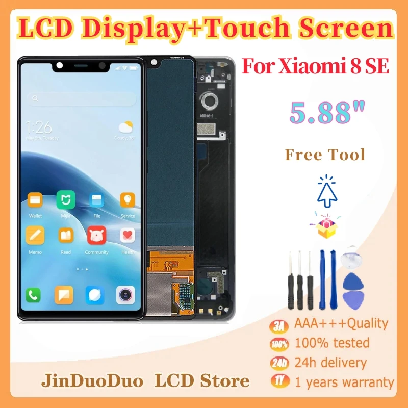 

5.88" Mi 8 SE Mi8 SE MI8SE Display Screen With Frame For Xiaomi Mi 8 SE Lcd Display Touch Screen Digitizer Assembly Replacement