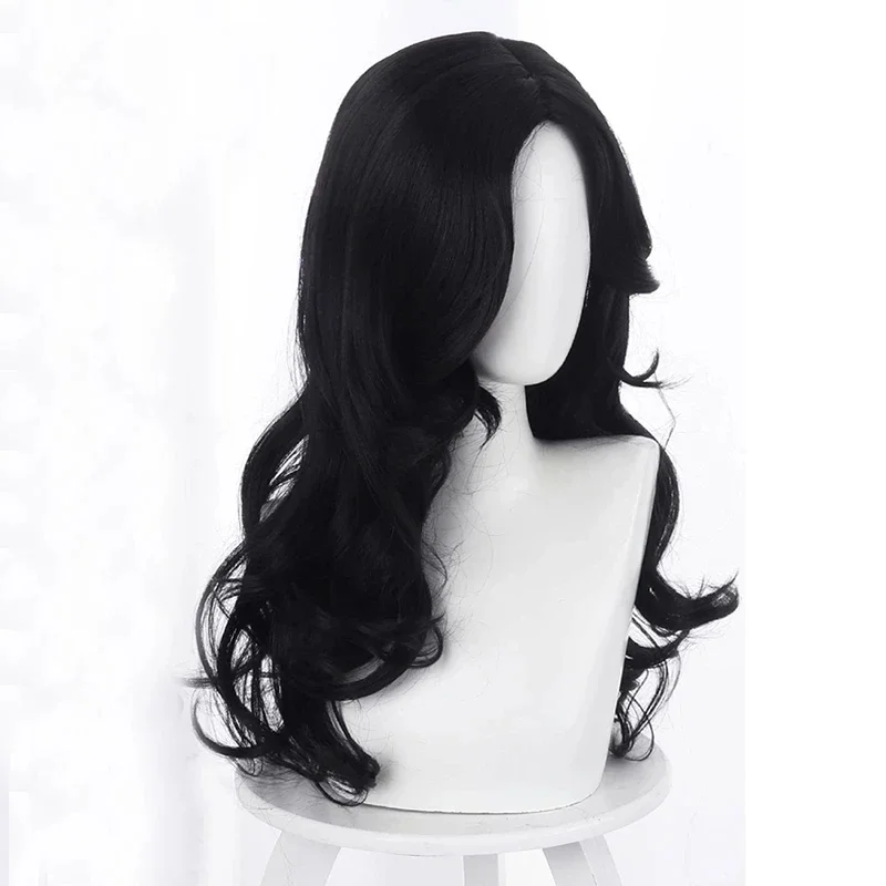 Halloween The Witch Yennefer of Vengerberg Long Black Wavy Wig  Women Role Play Black Hair Cosplay Wavy Wig   Wig Cap