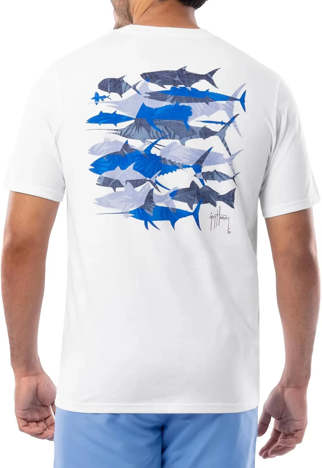 تي شيرت Guy Harvey للرجال من مجموعة Billfish بأكمام قصيرة وجيب - تي شيرت عصري لصيد الأسماك والمغامرة في الهواء الطلق من القطن #2