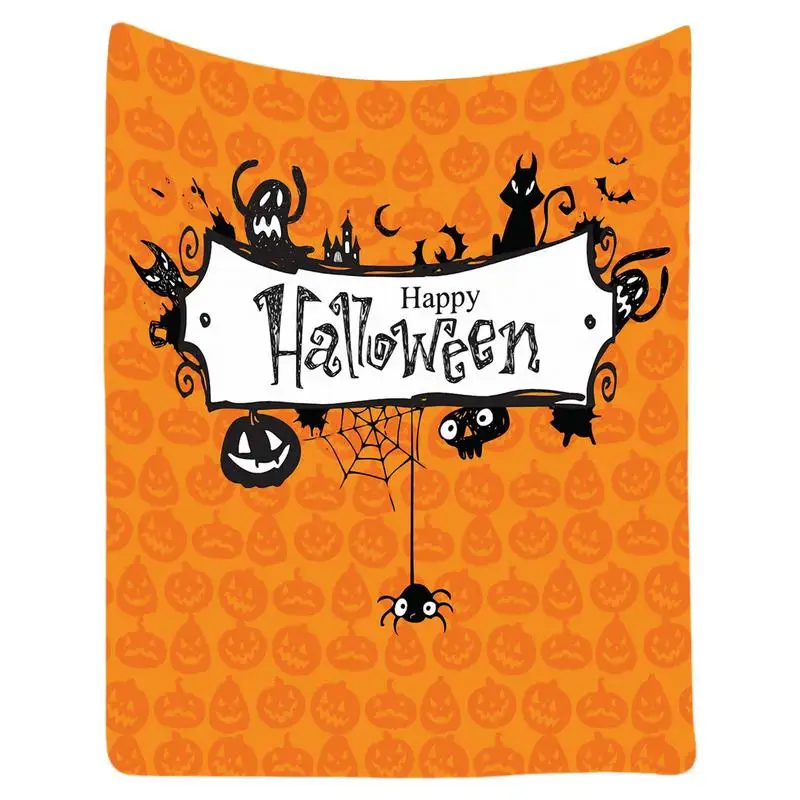 

Halloween Throw Blanket Spooky Blanket With Witch Pumpkin And Spider Design 39x59 Inches Flannel Halloween Blanket For Kids