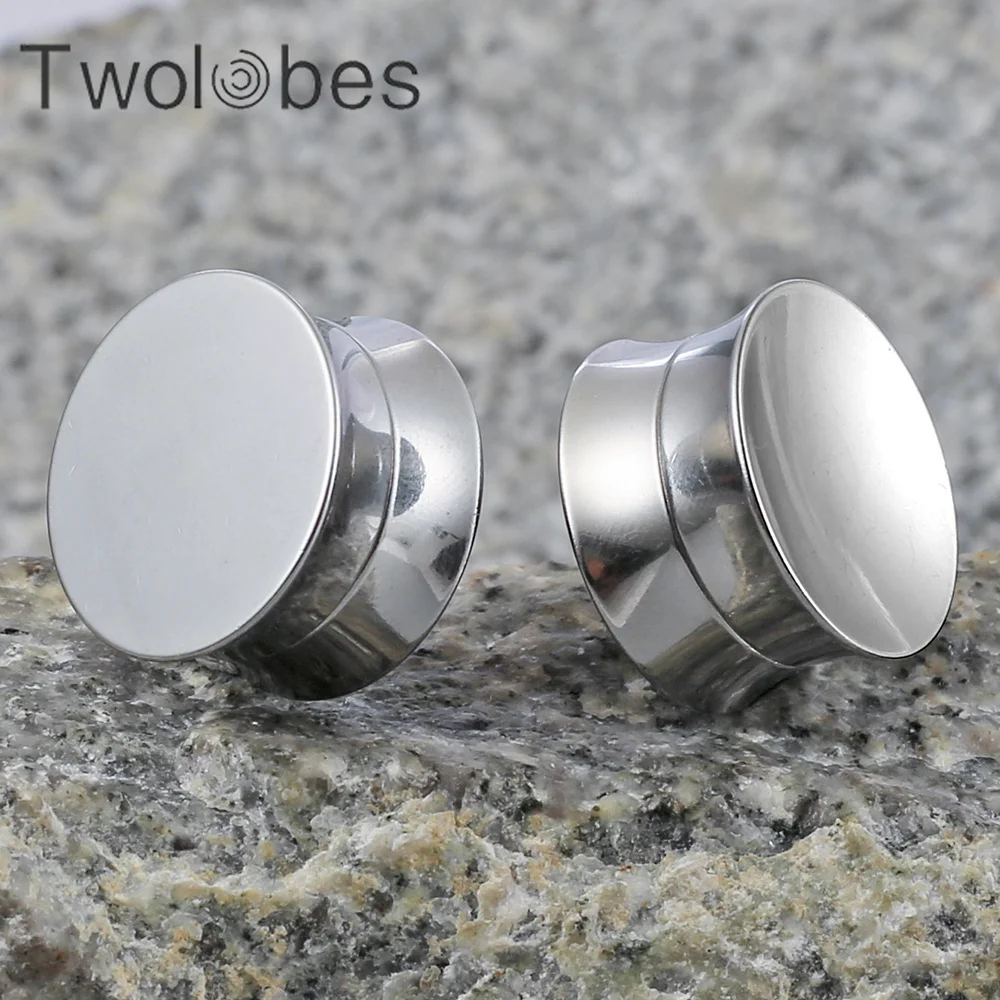 Twolobes 2PCS Round Ear Gauges Plugs Tunnels 316 Stainless Steel Stretchers Piercing Women Body Jewelry Expander  Studs