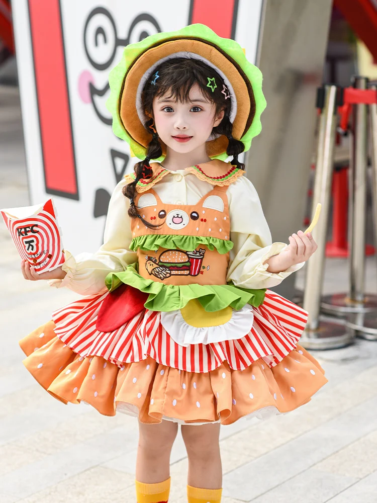 Lolita Princess Skirt Set Children's Puffy Birthday Girl's Outfit Cotton Long Sleeve Print Pattern Medium Elasticity Zipper C...