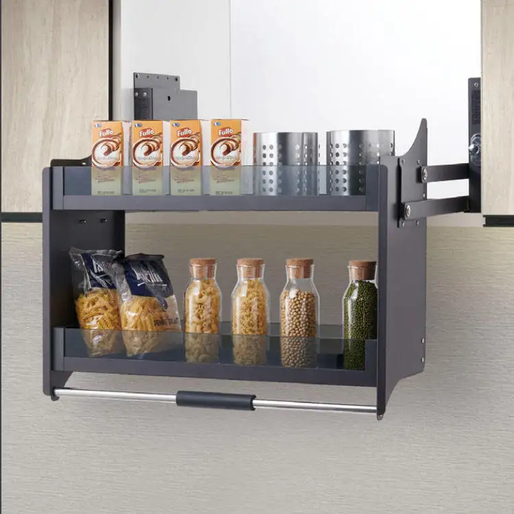 سلة رفع المطبخ، خزانة تخزين، سلة مصعد قابلة للسحب للأسفل، سلة زجاجية #6