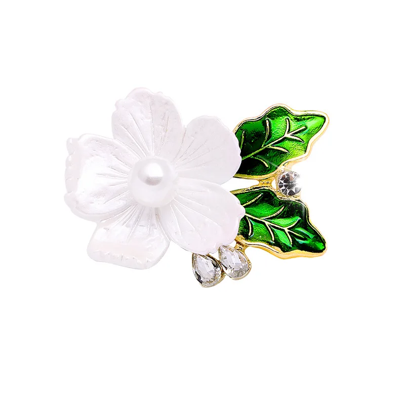 Broches de perlas de agua dulce para mujer, ramillete de flores blancas, accesorios de ropa, joyería de fiesta