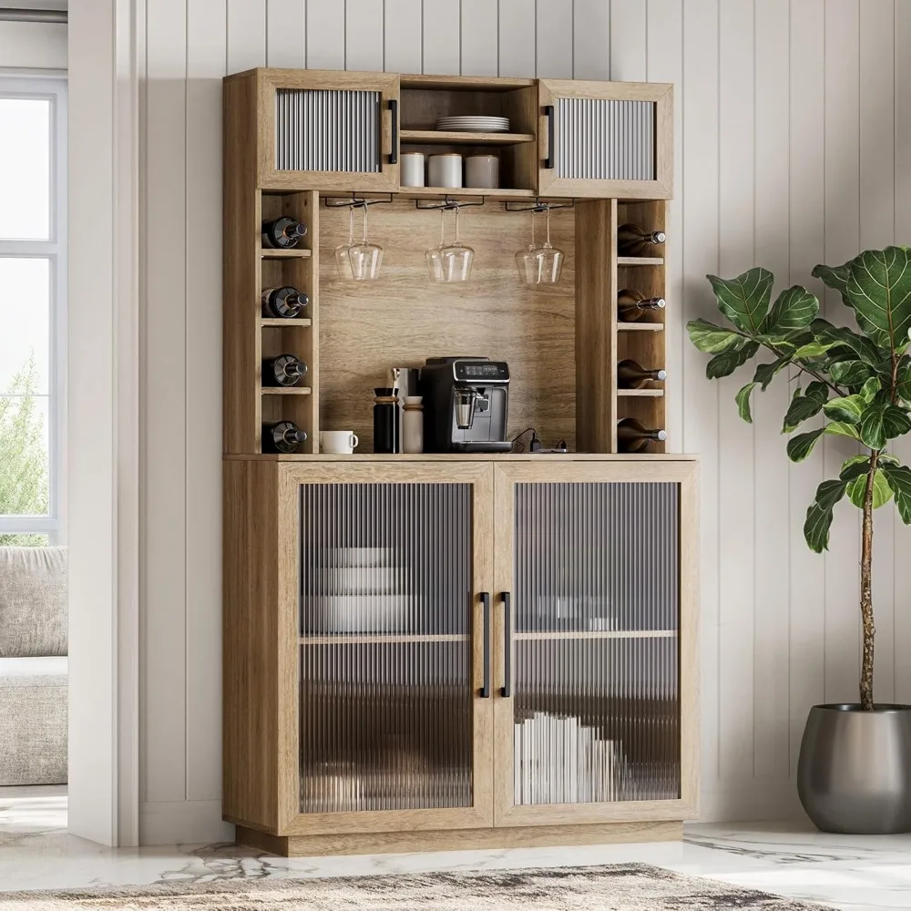 Coffee Wine Bar Cabinet with Power Outlet,72