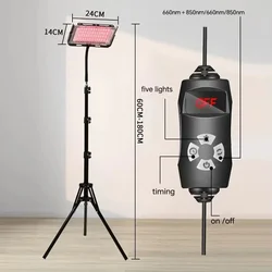 50W Red Light Therapy Lamp Infrared Light Therapy with Stand 660nm & 850nm NIR Light Device for Body Pain Relief Skin Care