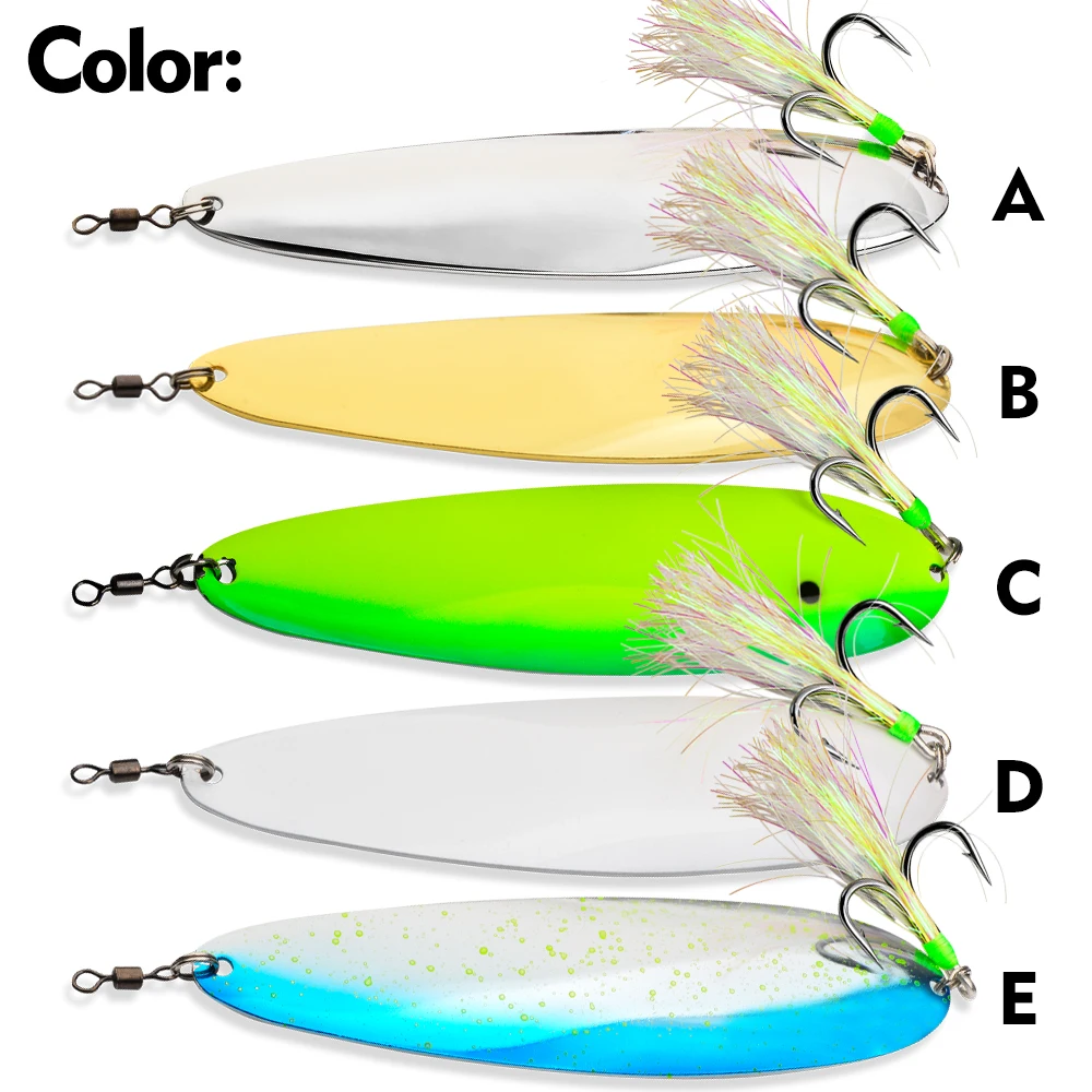 Proberos Vertical Jigging Lure 1PC Künstlicher, realistischer 3D-Fischaugen-Köder aus hartem Metall in Löffelform für die Fischerei auf Meerbarsch und Wels – Detail 1