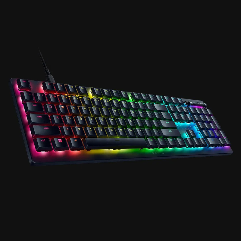 Razer deathstalker v2 wired gaming keyboard placa superior de alumínio durável-multi-função rolo e botão de mídia-chroma rgb