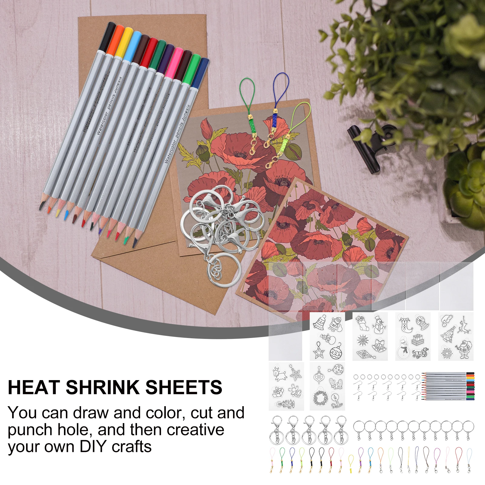

1Set Heat Shrink Sheet Material Xmas DIY Shrink Film Paper Sheets for Handmade Craft Accessories and Kids Activities