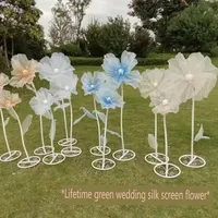 3Pcs Set Wedding Props Road Lead Silk Flowers Wedding Stage Layout Decoration Mall Window Display Flower Pole Stereo Yarn Flower