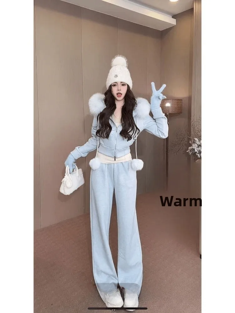 

Korean Sle Aosphere Set Women's Faionable Hooded Jaet Amazing Two-Piece Spring New Slimming Casual Pants