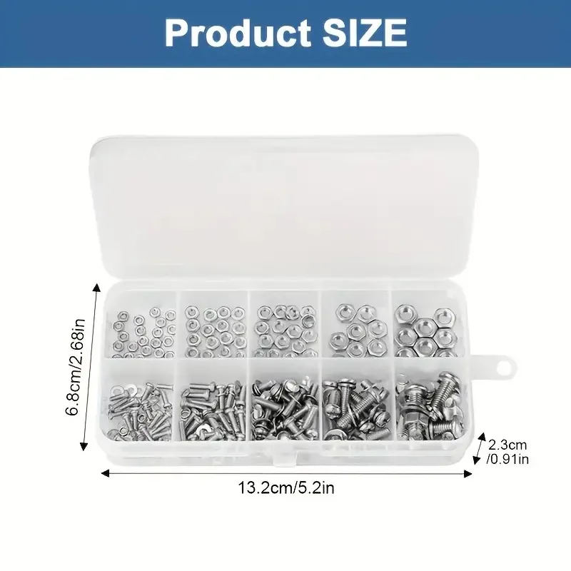 Juego de tuercas hexagonales y tornillos - 320 piezas/120 piezas, tamaño métrico M2 - M5 duradero, kit de herramientas universal para proyectos de bricolaje y reparaciones - AliExpress 13