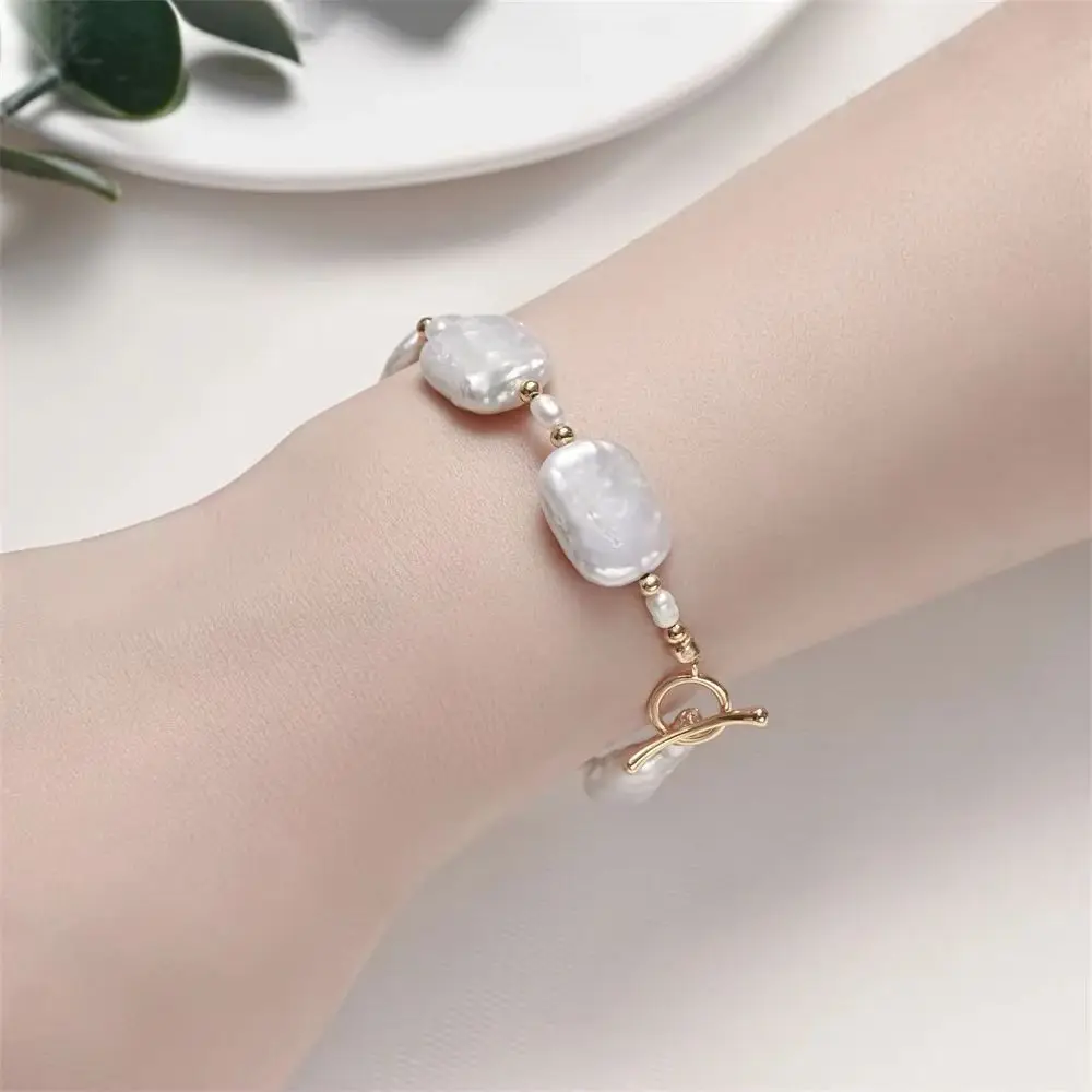 

Hengsheng 13.5*17mm Big Baroque Freshwater Pearl Bracelet for Women 16cm 18cm 20cm OT Buckle Pearl Bracelet Jewelry Gift
