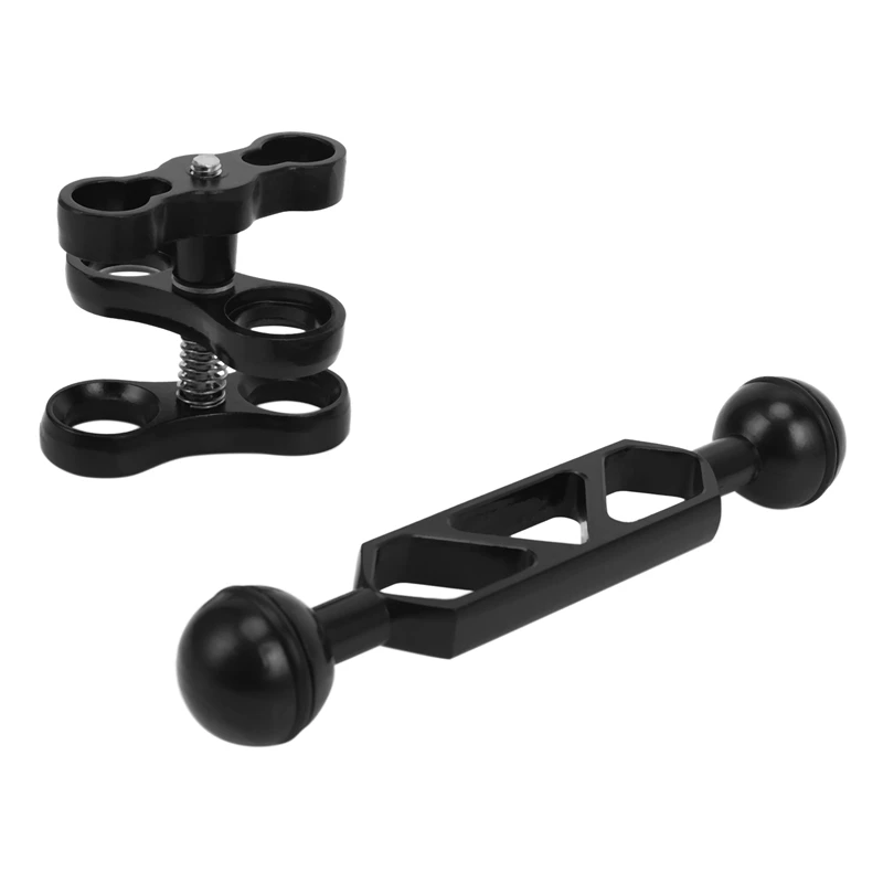 سبائك الألومنيوم الغوص ضوء الشعلة المزدوج الكرة المشتركة الذراع و 1 مجموعة فراشة كليب المشبك جبل للتصوير تحت الماء جاء