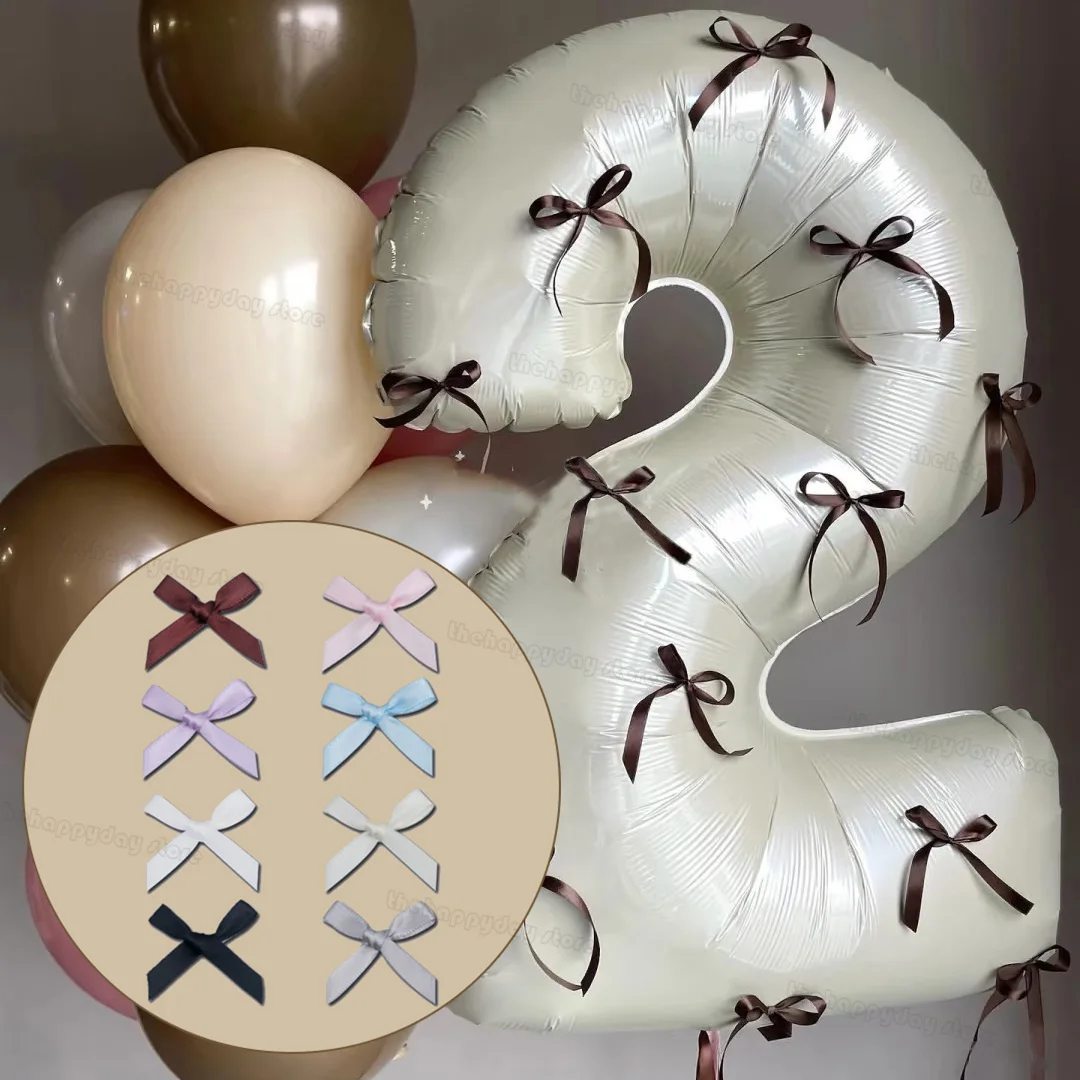 

100/50/20Pcs Mini Satin Ribbon Bows DIY Bow Balloons Garland Arch for Bow Birthday Baby Shower Bridal Shower Party Decorations